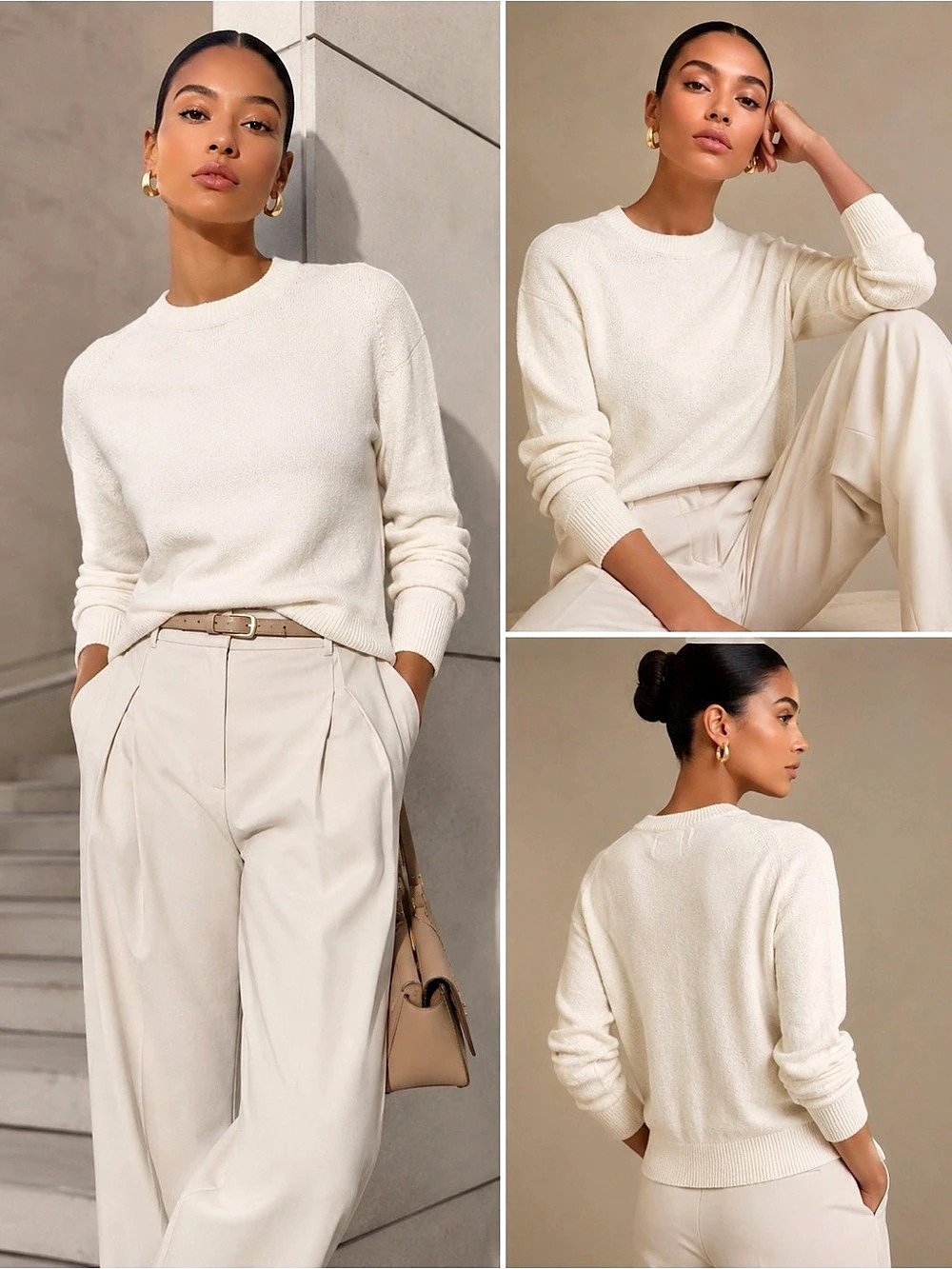 Banana Republic Cream Crewneck Sweater XL Cotton Blend NWOT